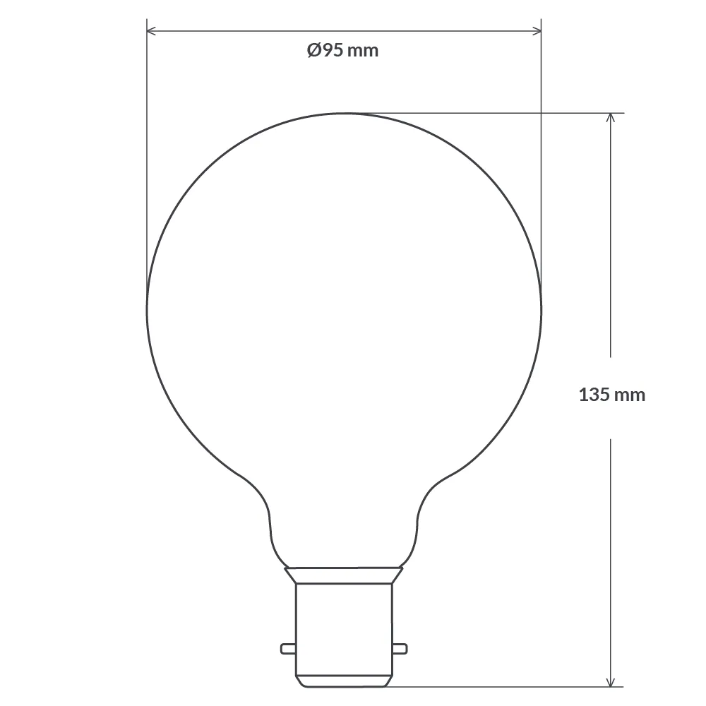 12W G95 LED Globe B22 Clear in Soft White