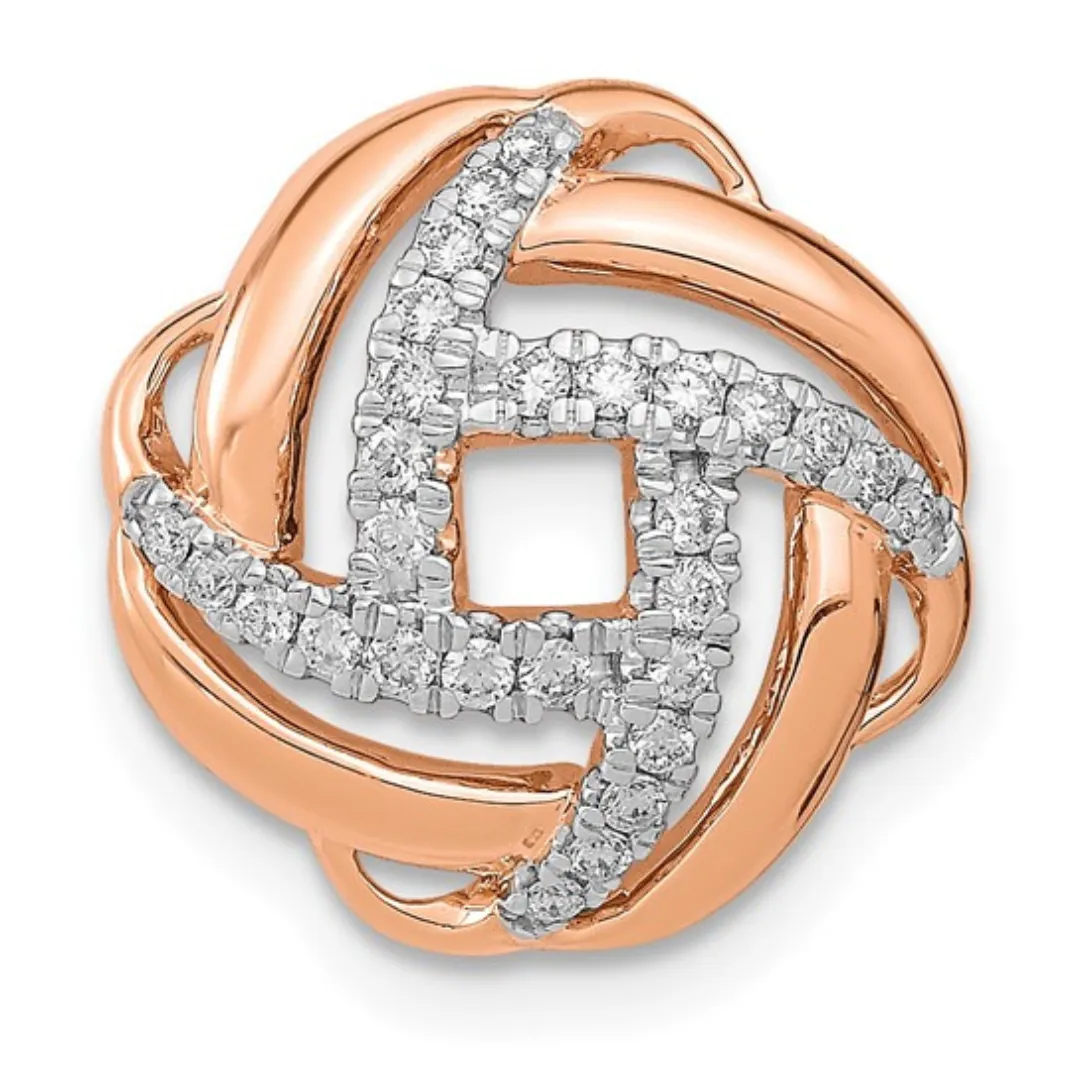 14K Rose Gold Lab Diamond Love Knot Pendant