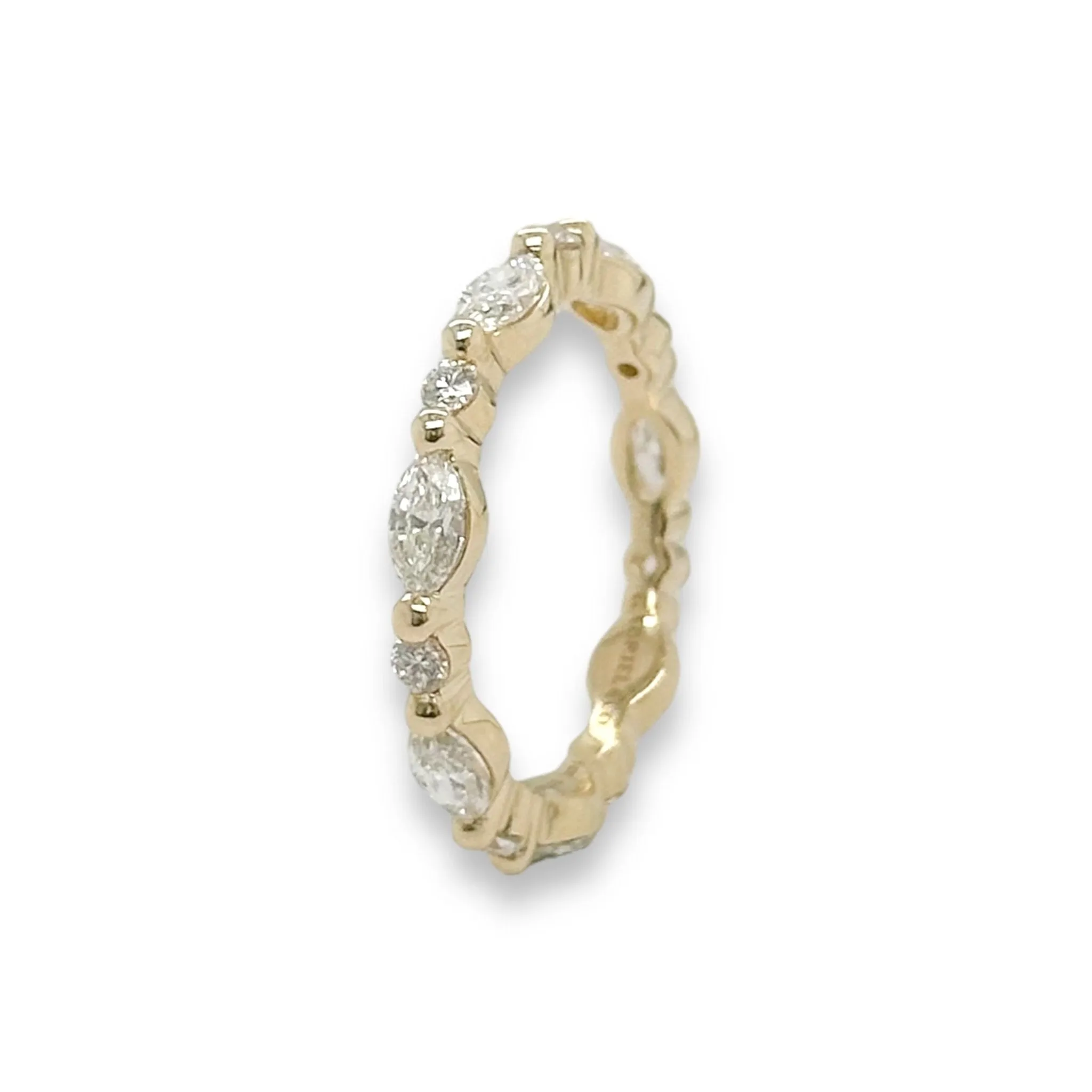 14K Y Gold 1.32ctw Marquise and Round Diamond Eternity Band