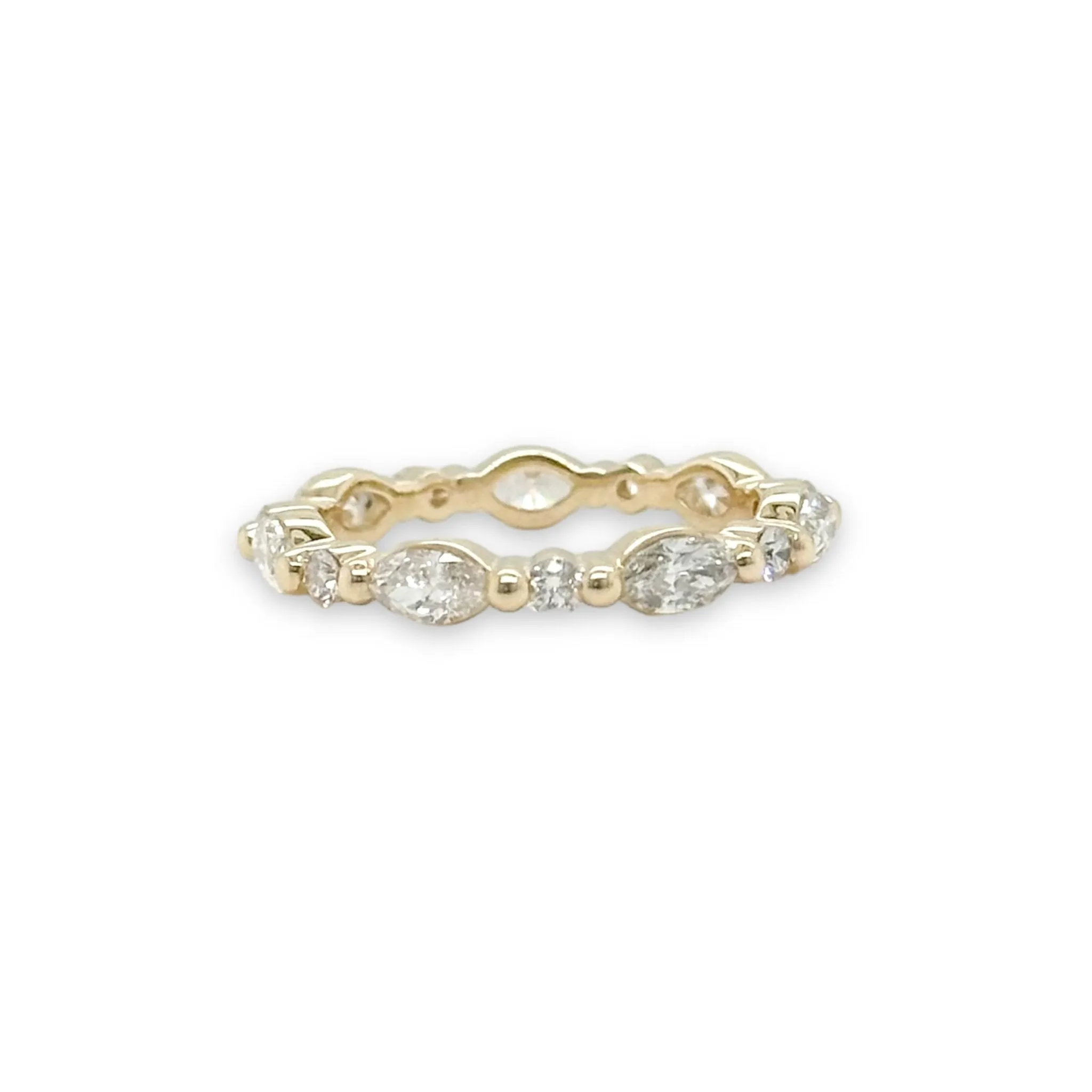 14K Y Gold 1.32ctw Marquise and Round Diamond Eternity Band