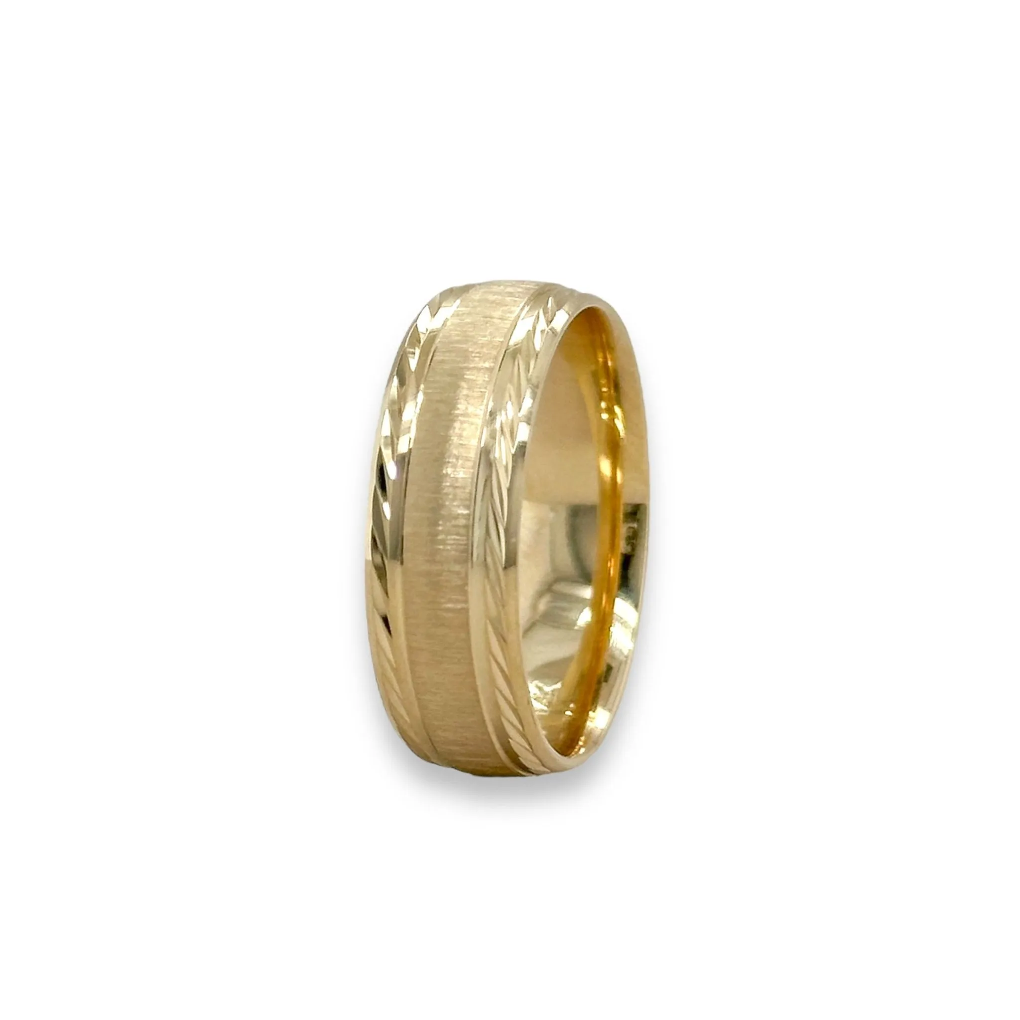 14K Y Gold Dia Cut Brushed Finish Wedding Band