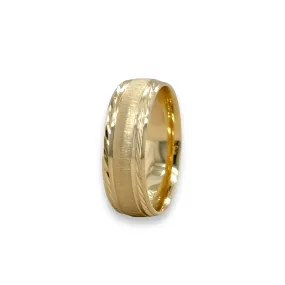 14K Y Gold Dia Cut Brushed Finish Wedding Band