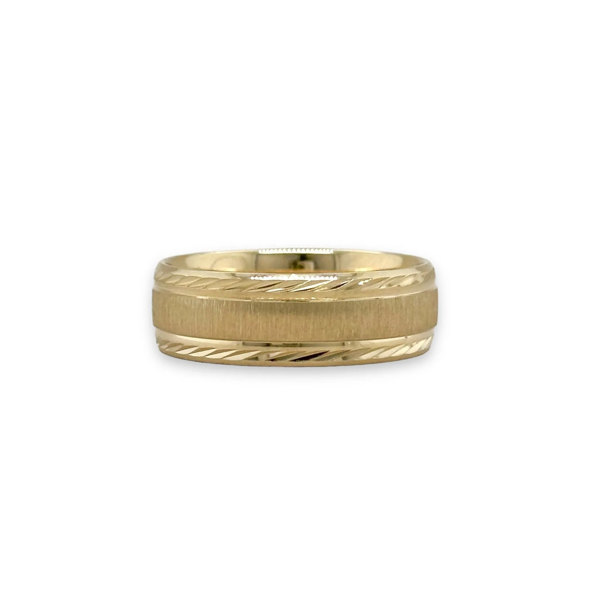 14K Y Gold Dia Cut Brushed Finish Wedding Band