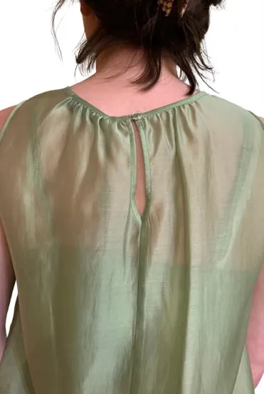 46282813 Lime Ruffle No Sleeve Top