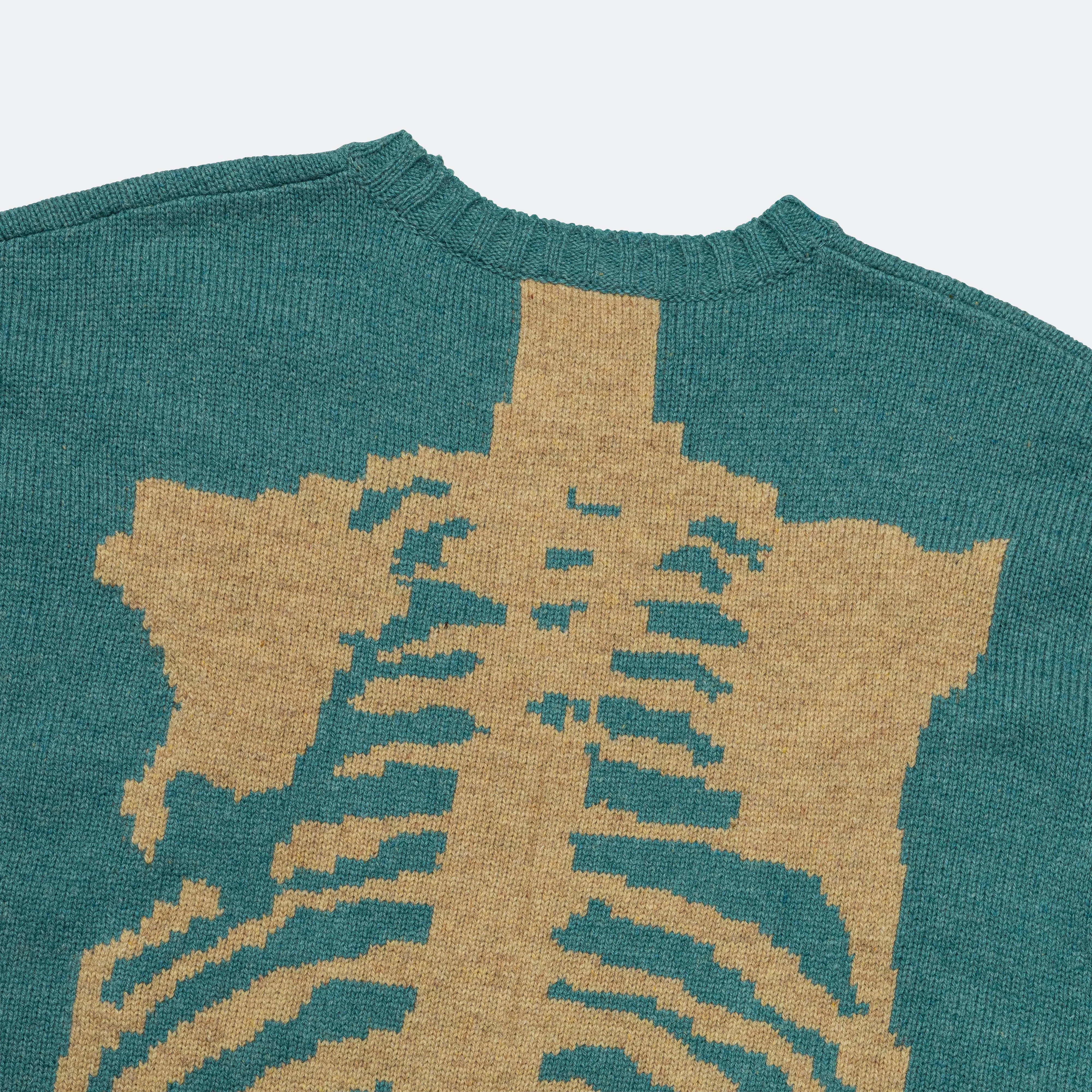 5G Wool BONE Crew Sweater - Sax