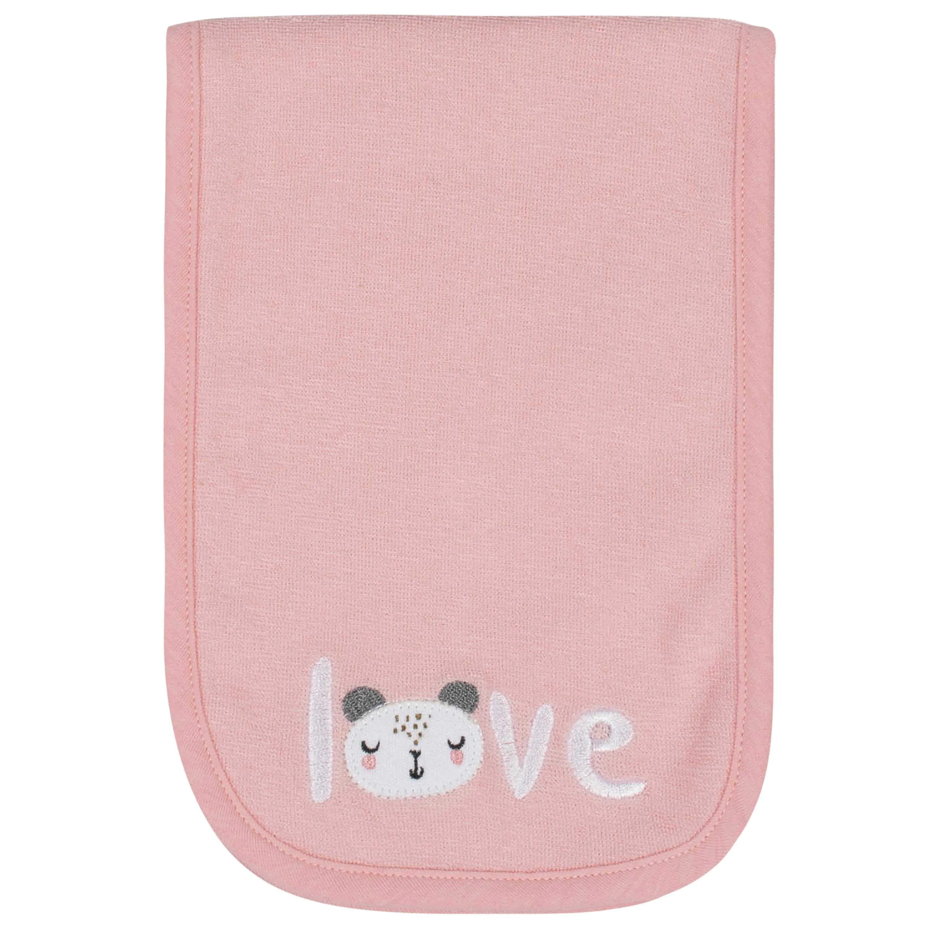 6-Piece Baby Girls Bear Terry Bibs & Burp Cloths Set