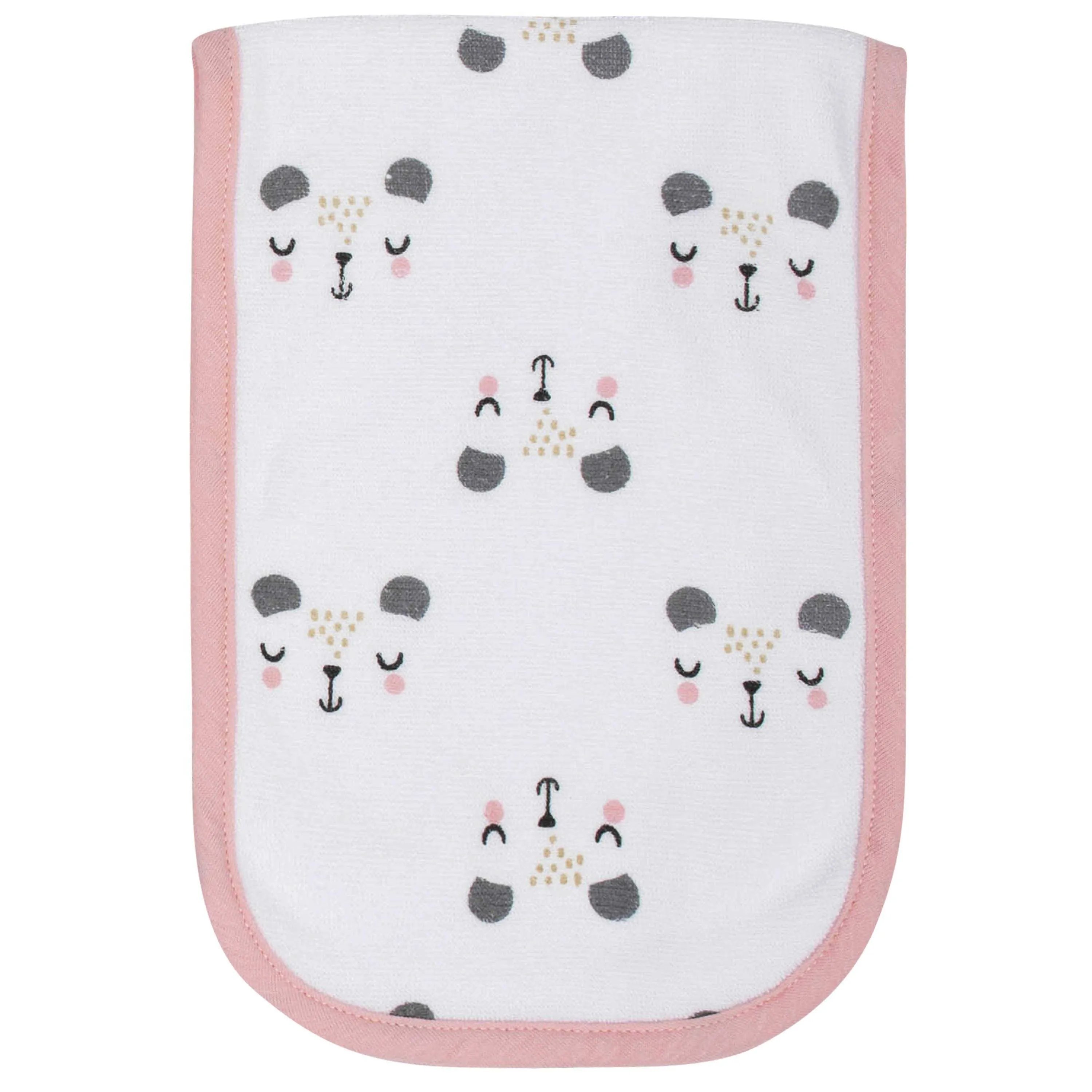 6-Piece Baby Girls Bear Terry Bibs & Burp Cloths Set