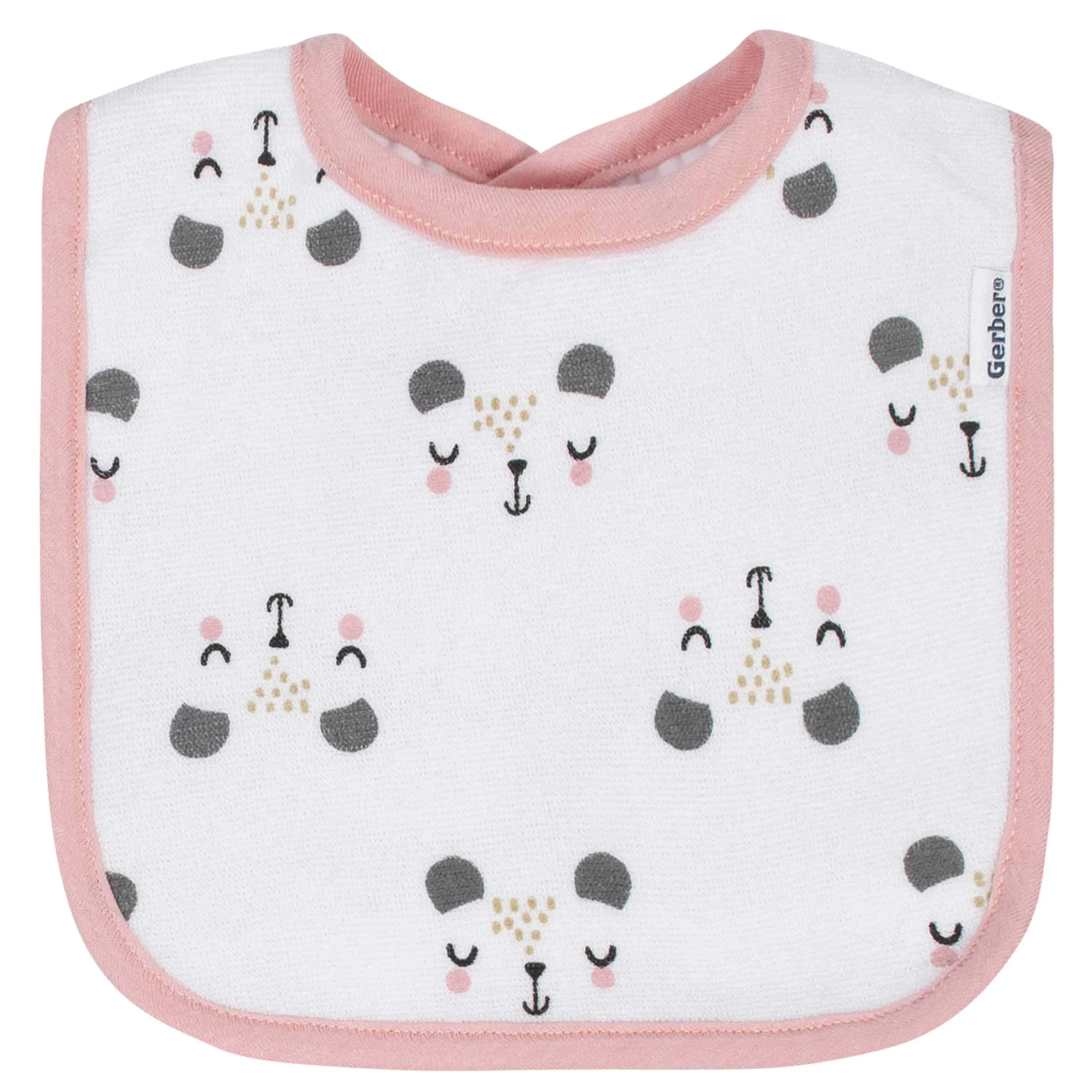 6-Piece Baby Girls Bear Terry Bibs & Burp Cloths Set