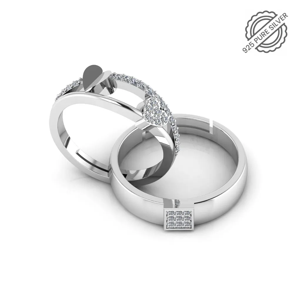 925 Pure Silver Zircon Classy Status Special Ring For Couple's