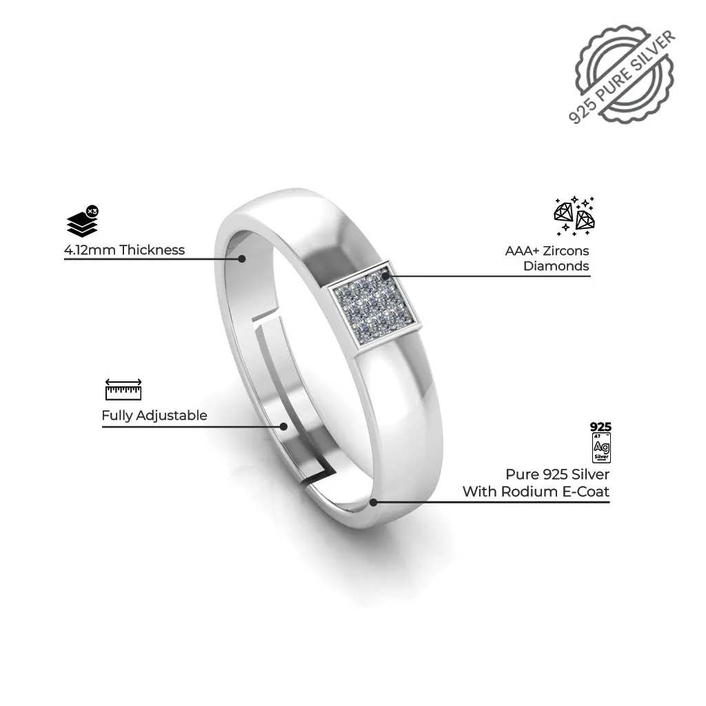 925 Pure Silver Zircon Classy Status Special Ring For Couple's