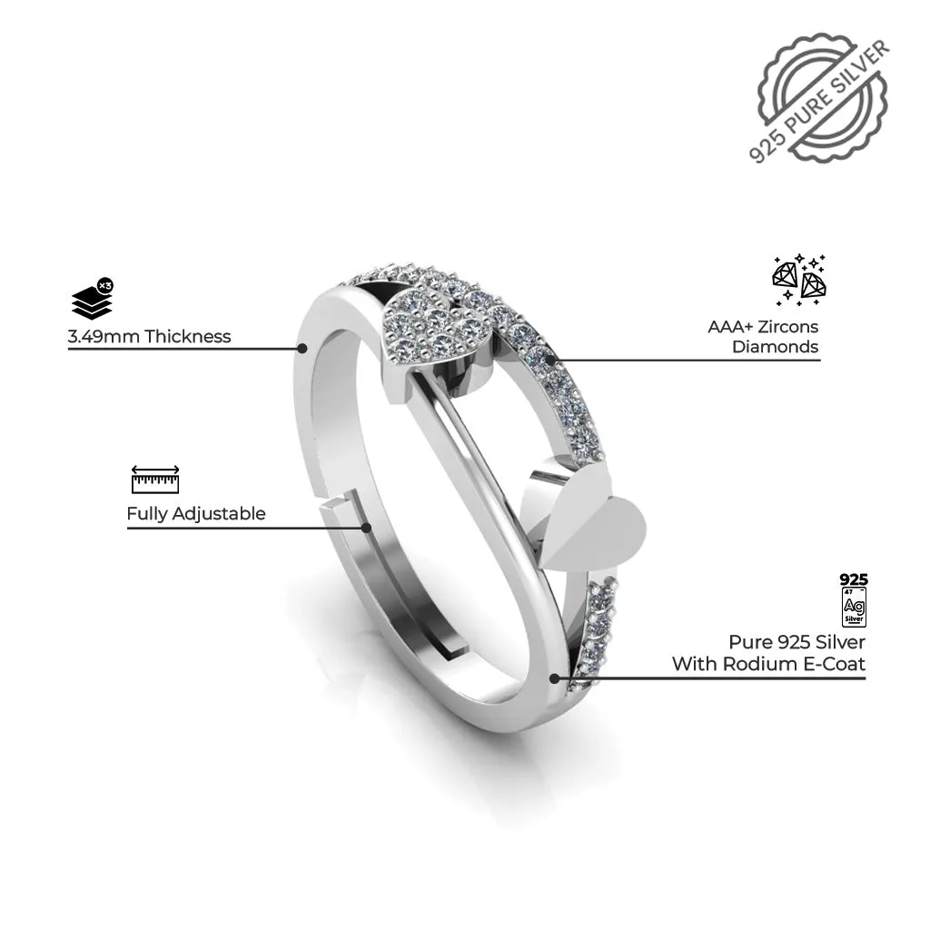 925 Pure Silver Zircon Classy Status Special Ring For Couple's