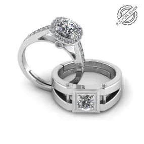 925 Pure Sterling Silver One Single Promise and Stardom Special Couple's Ring