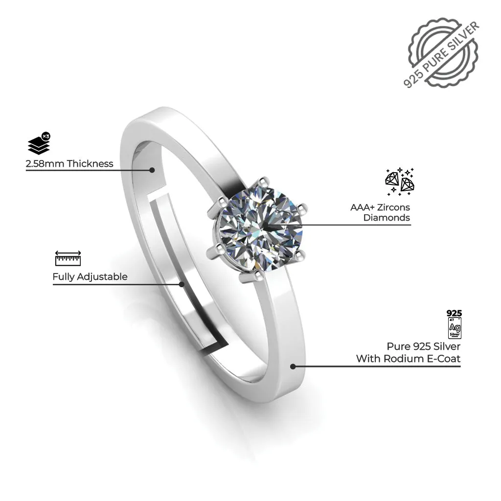 925 Pure Sterling Silver Solitaire and Stardom Mens Couple's Ring