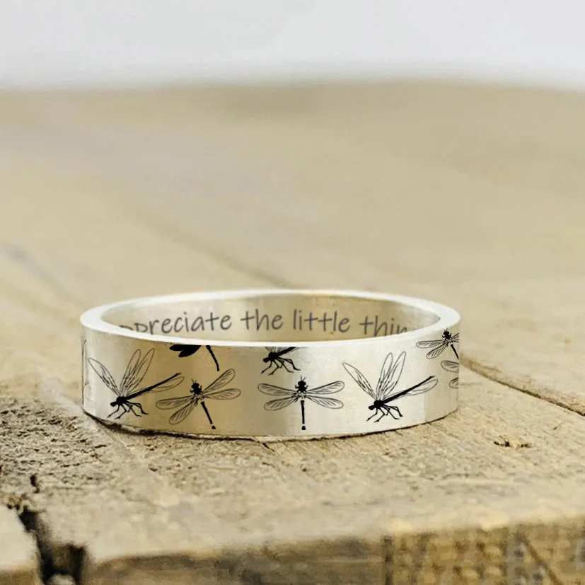 925 Sterling Silver Dragonfly Ring Appreciate The Little Things