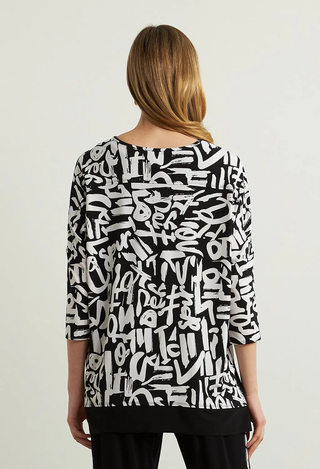 Abstract Printed Top in Black and Vanilla