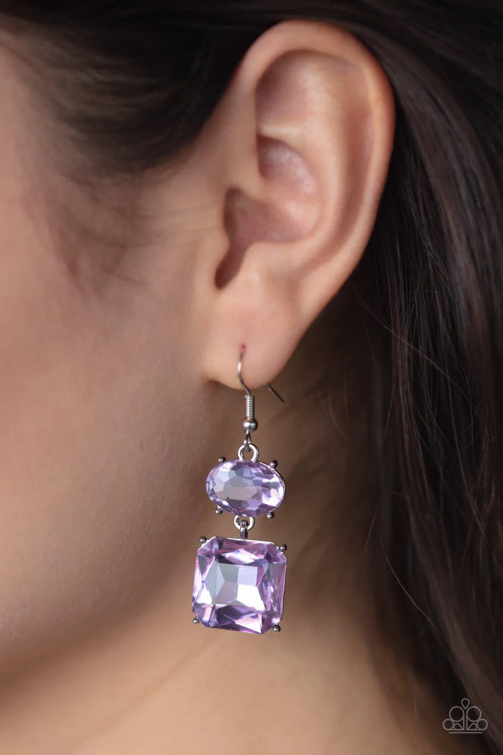 All ICE On Me Purple Gem Earrings - Paparazzi Accessories