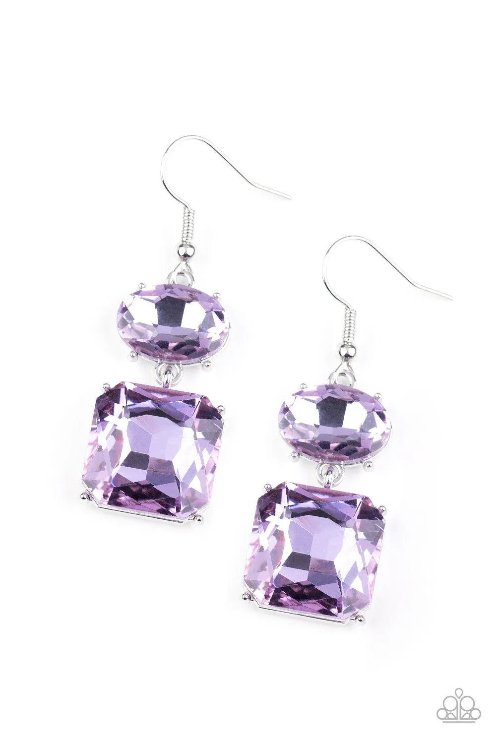 All ICE On Me Purple Gem Earrings - Paparazzi Accessories