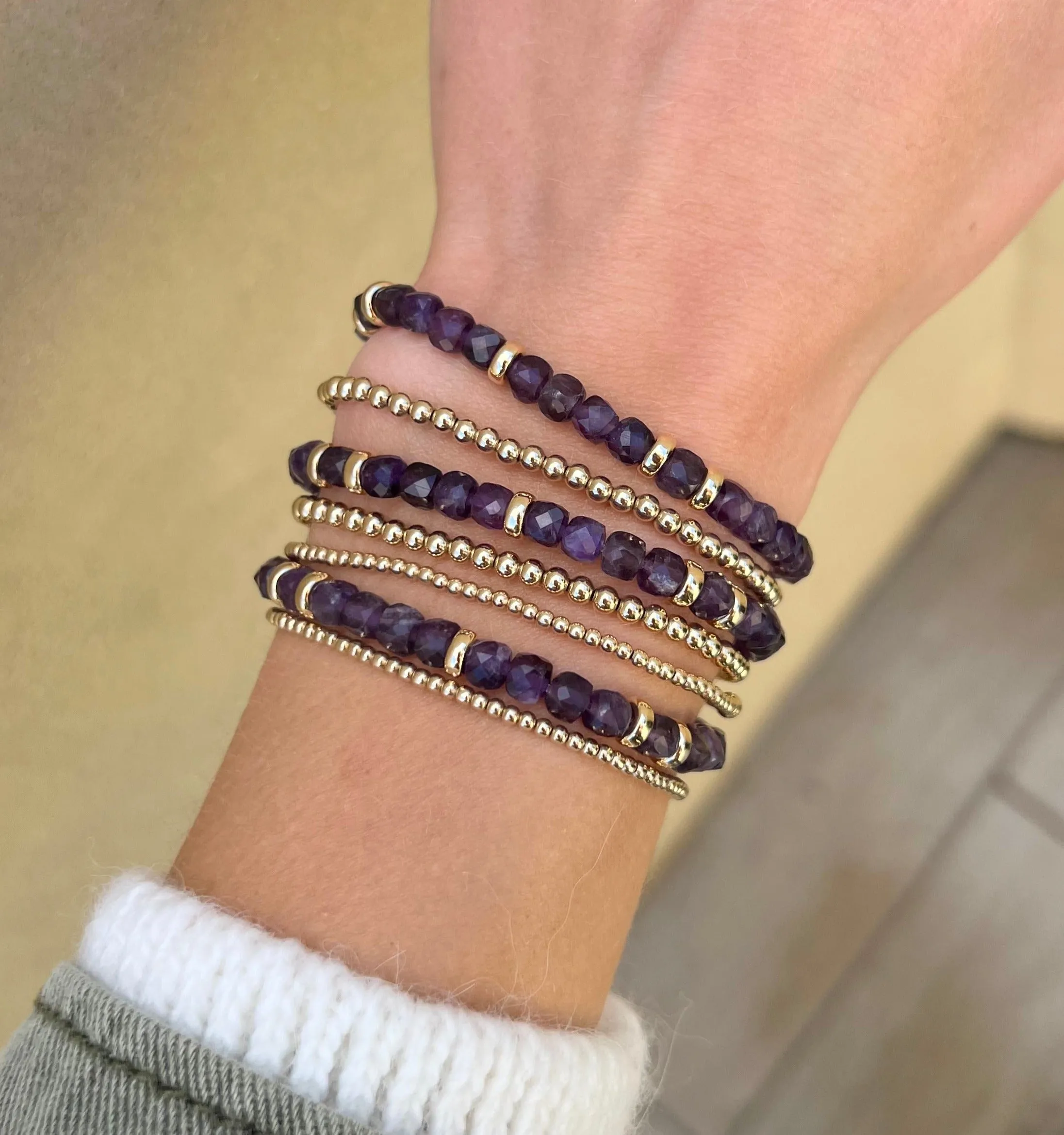 Amethyst and Rondelle Pattern Bracelet