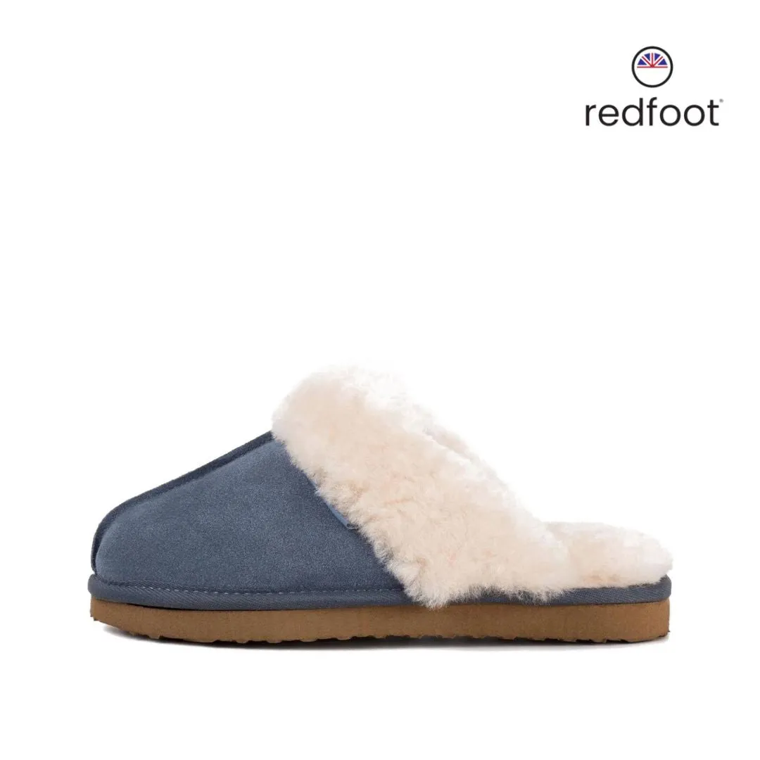 ANN BLUE SHEEPSKIN SLIPPER MULE