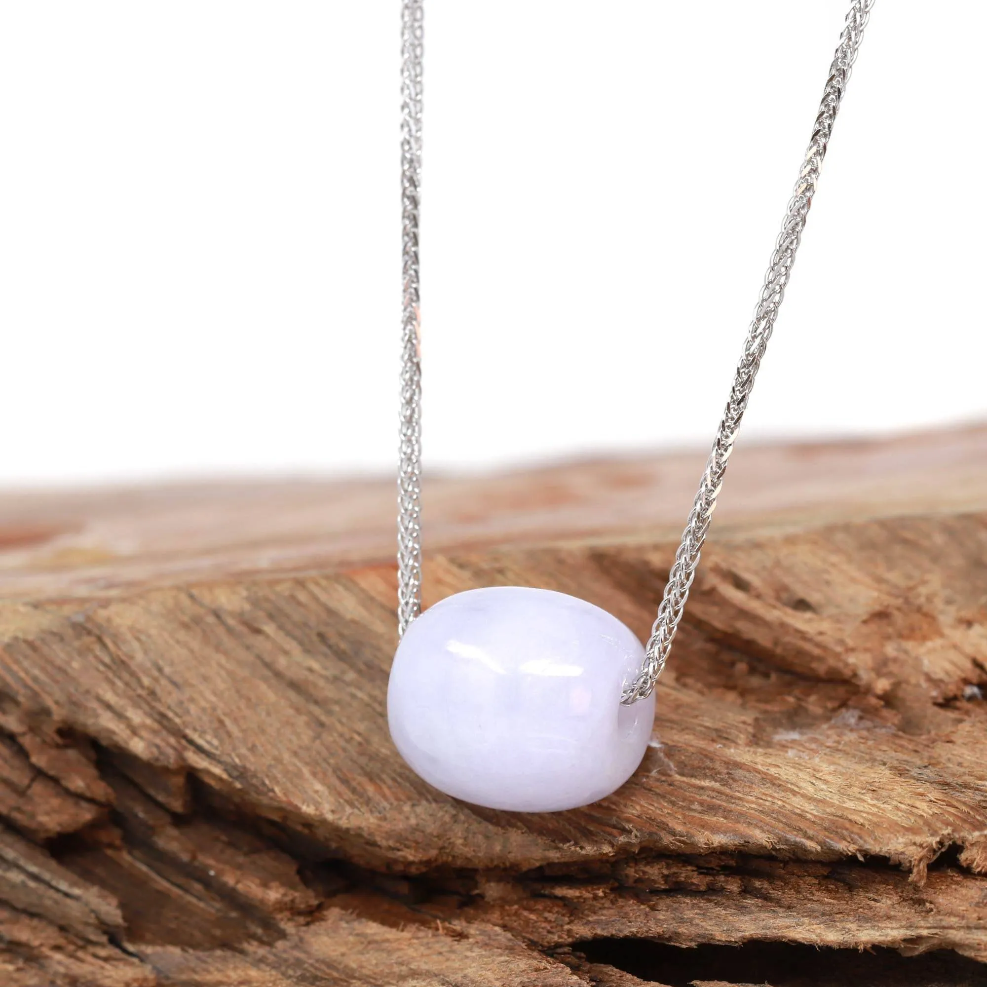 Baikalla? "Good Luck Button" Necklace Real Lavender Jade Lucky TongTong Pendant Necklace