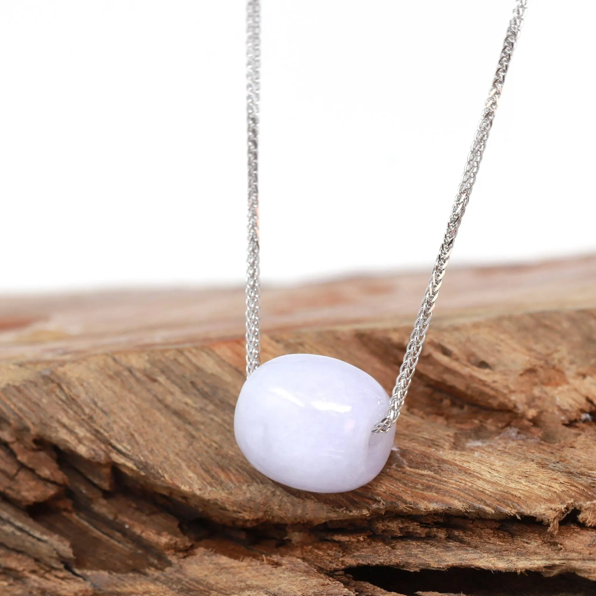 Baikalla? "Good Luck Button" Necklace Real Lavender Jade Lucky TongTong Pendant Necklace