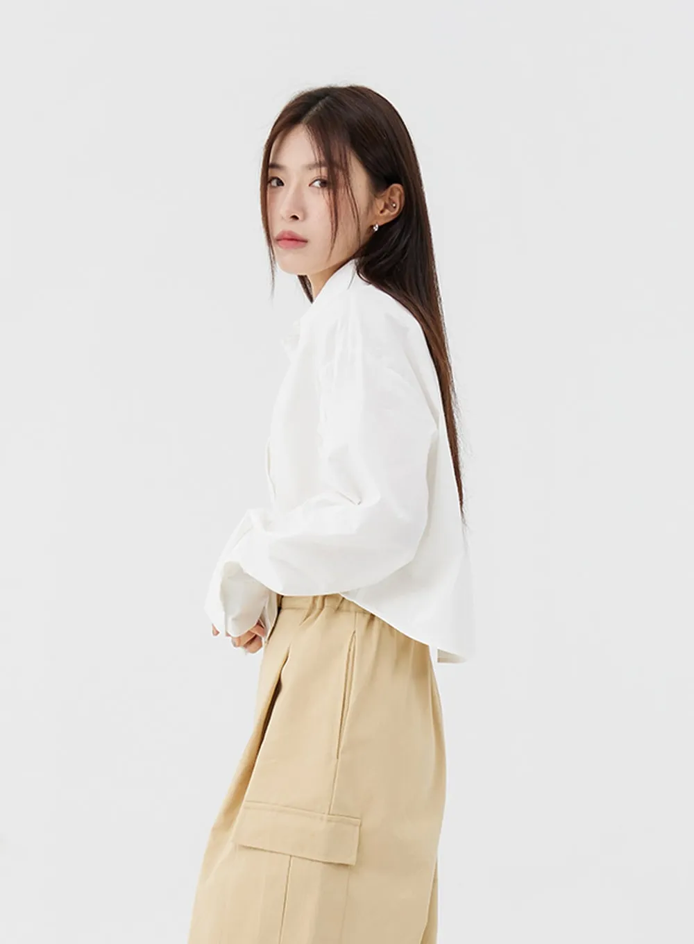 Basic Cropped Long Sleeve Shirt IG24