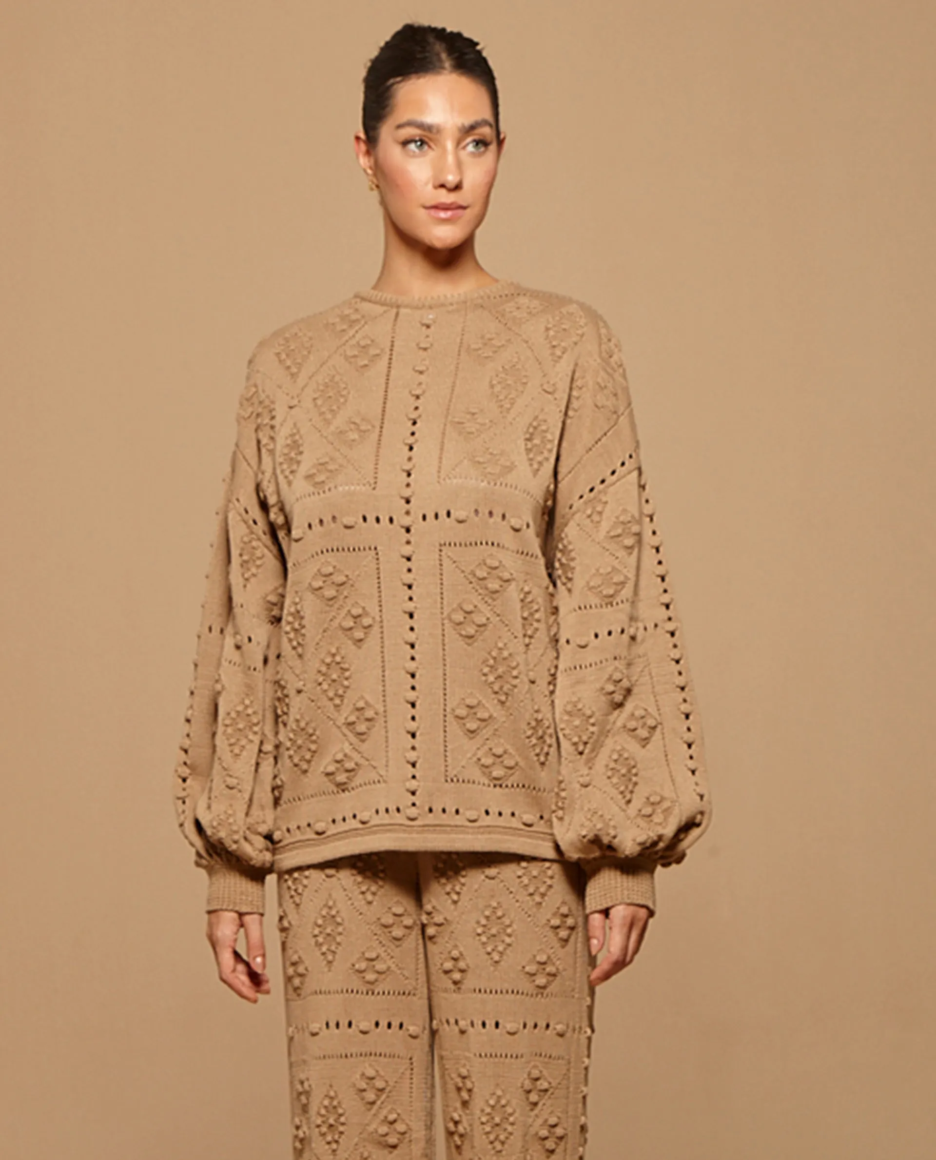 Beige Bacha Nostalgic Long Sleeve Blouse