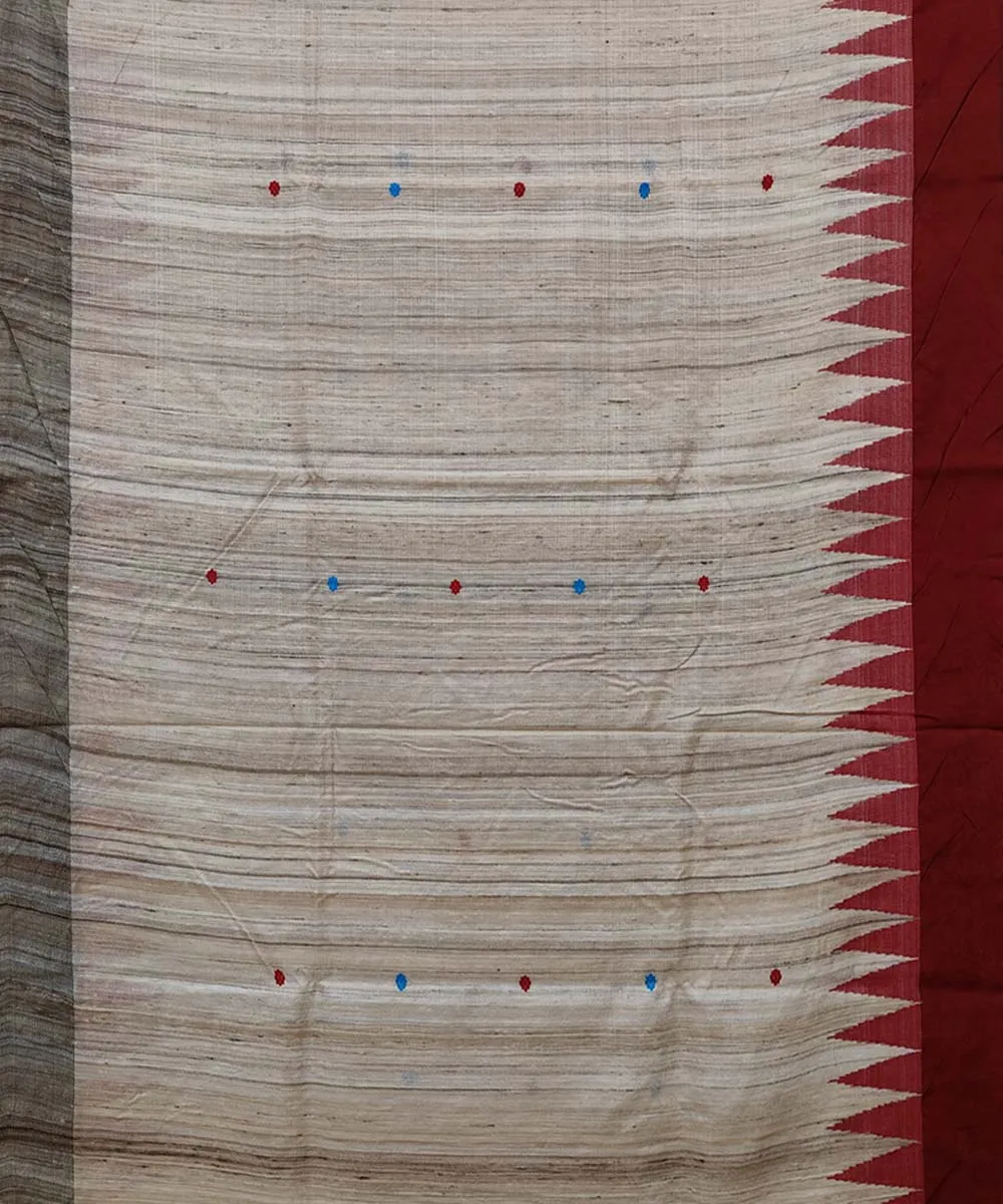 Beige rust Tussar Silk Handwoven dolabedi Saree