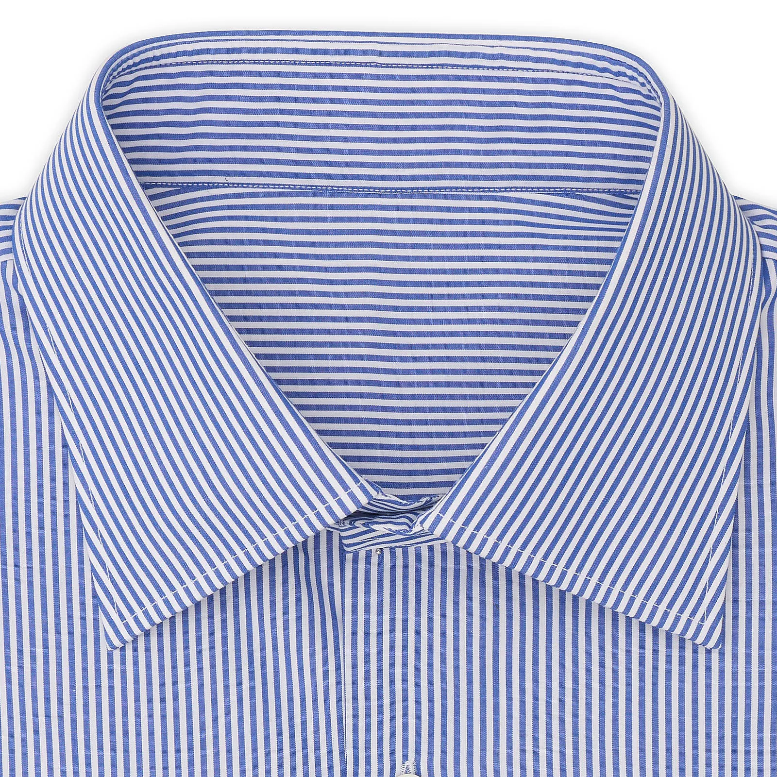 BESPOKE ATHENS Handmade Blue Striped Cotton Poplin Dress Shirt NEW