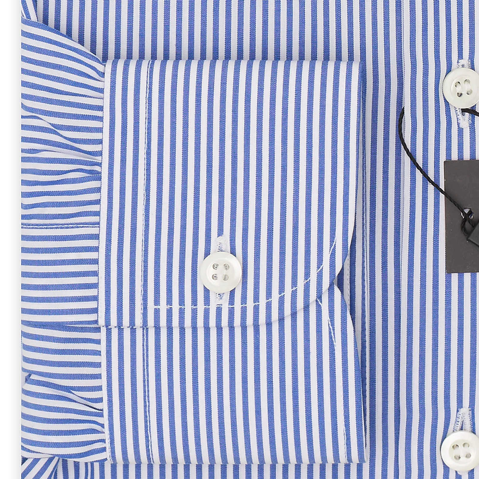 BESPOKE ATHENS Handmade Blue Striped Cotton Poplin Dress Shirt NEW