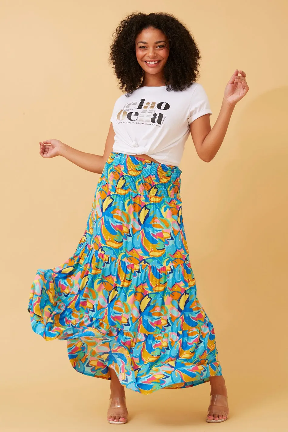 BETTINA ABSTRACT PRINT MAXI SKIRT