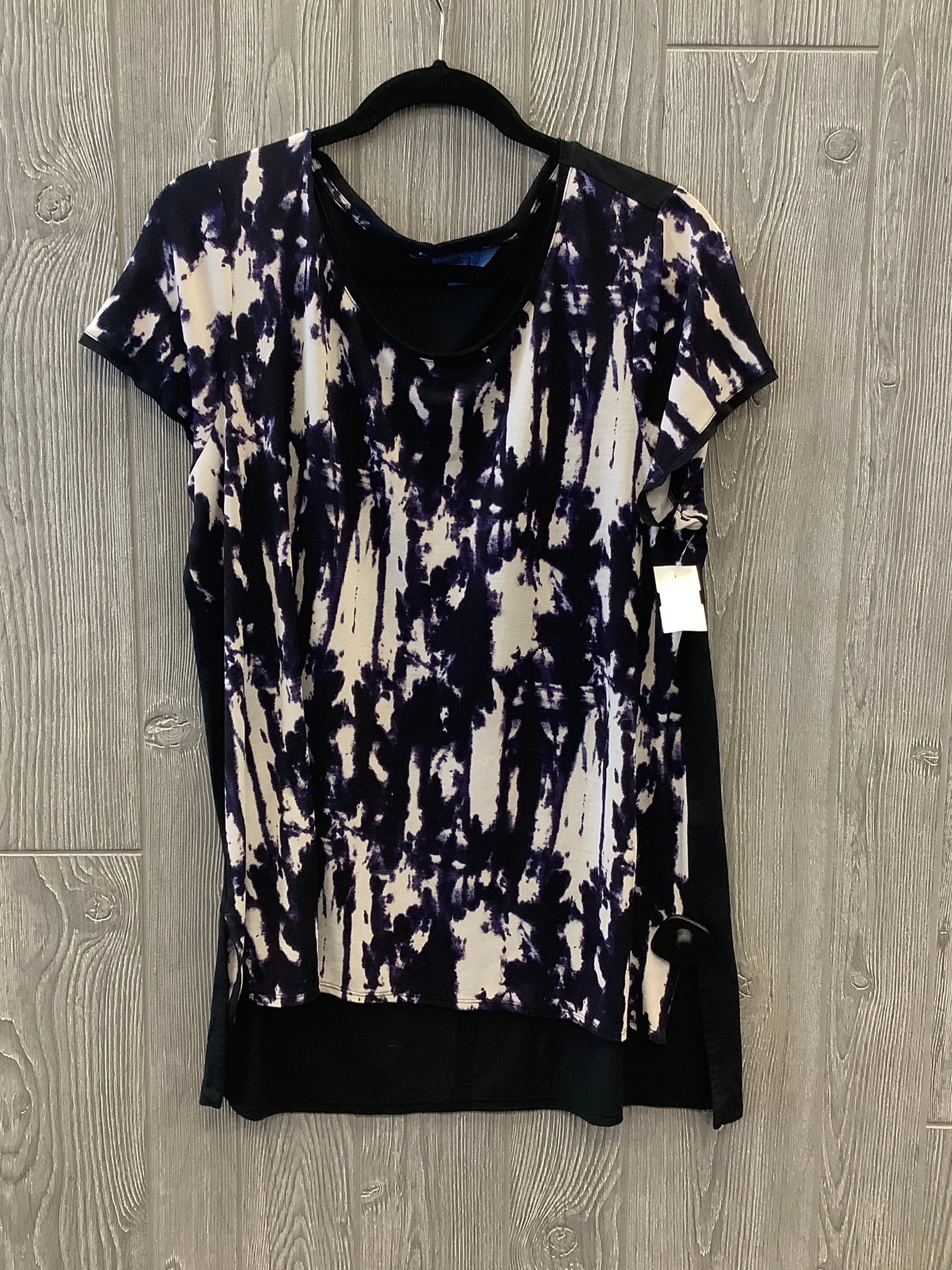 Black & Purple Top Short Sleeve Simply Vera, Size Xl