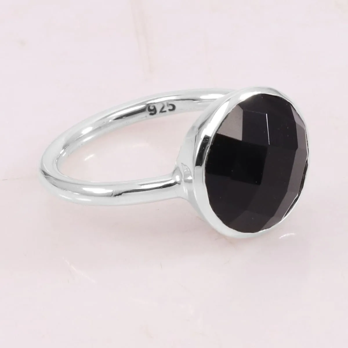 Black Onyx Ring 925 Sterling Silver Ring Onyx Ring Handmade Ring Gemstone 12X12mm Bezel Setting Ring For Men's