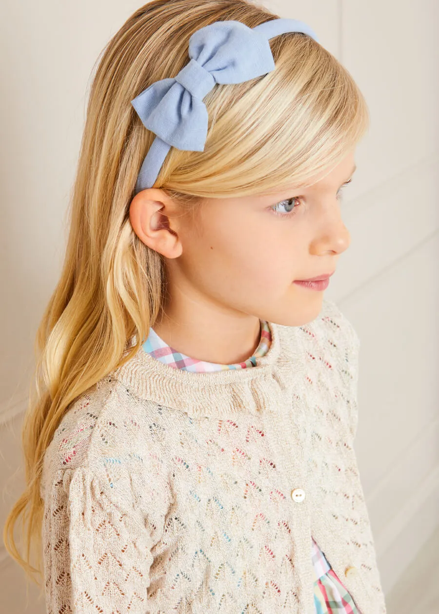 Blue Linen Big Bow Hairband