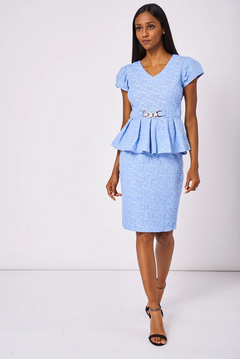 Blue Patterned Skirt And Top Set Available In Plus Sizes