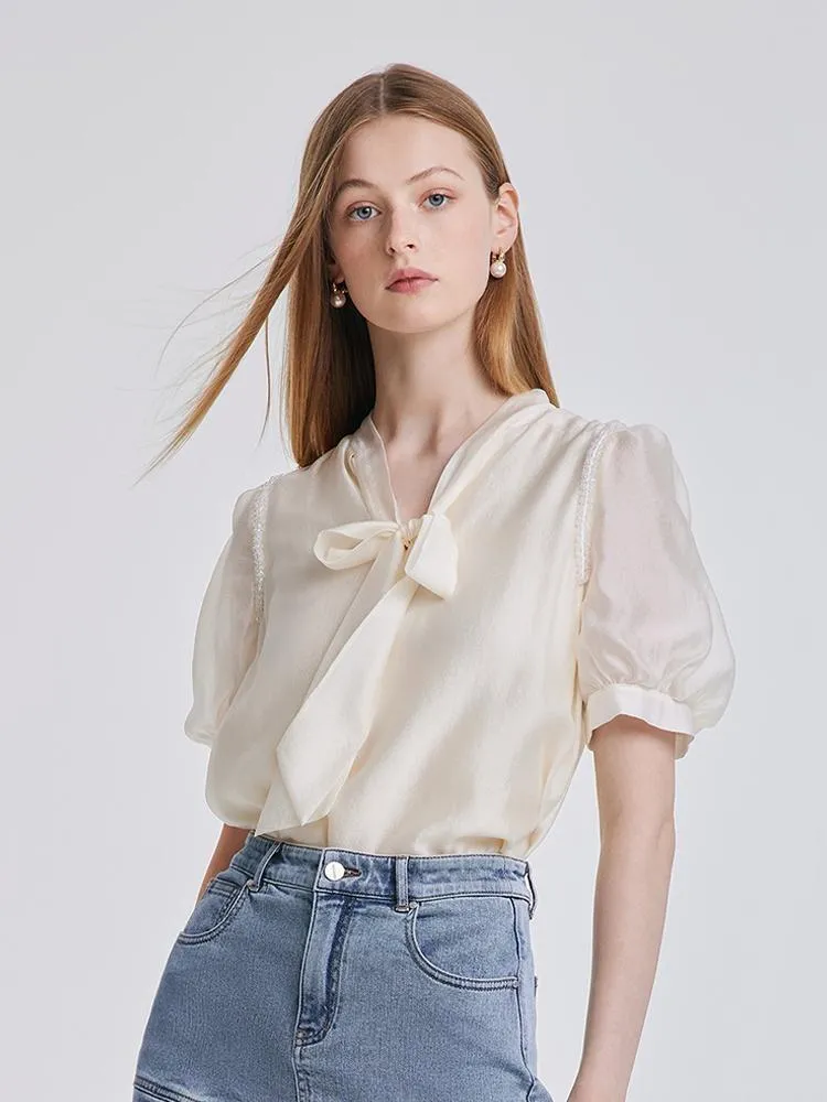 Bow Tie Ribbon Blouse