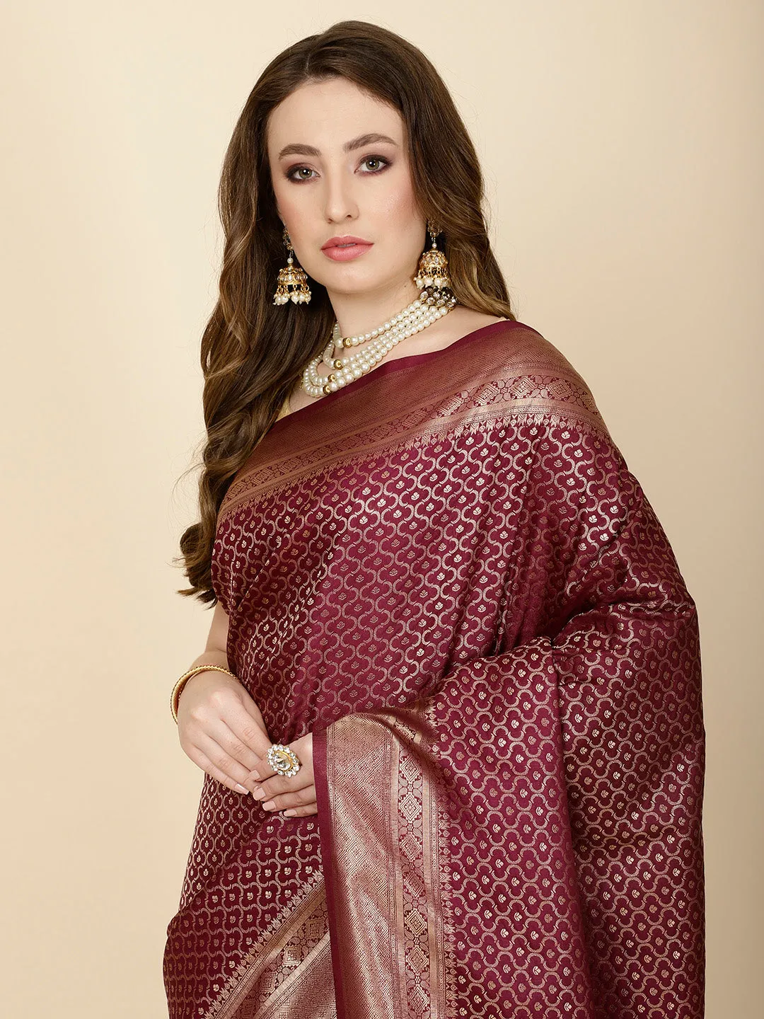 Brocade Zari Jaal Handloom Woven Saree