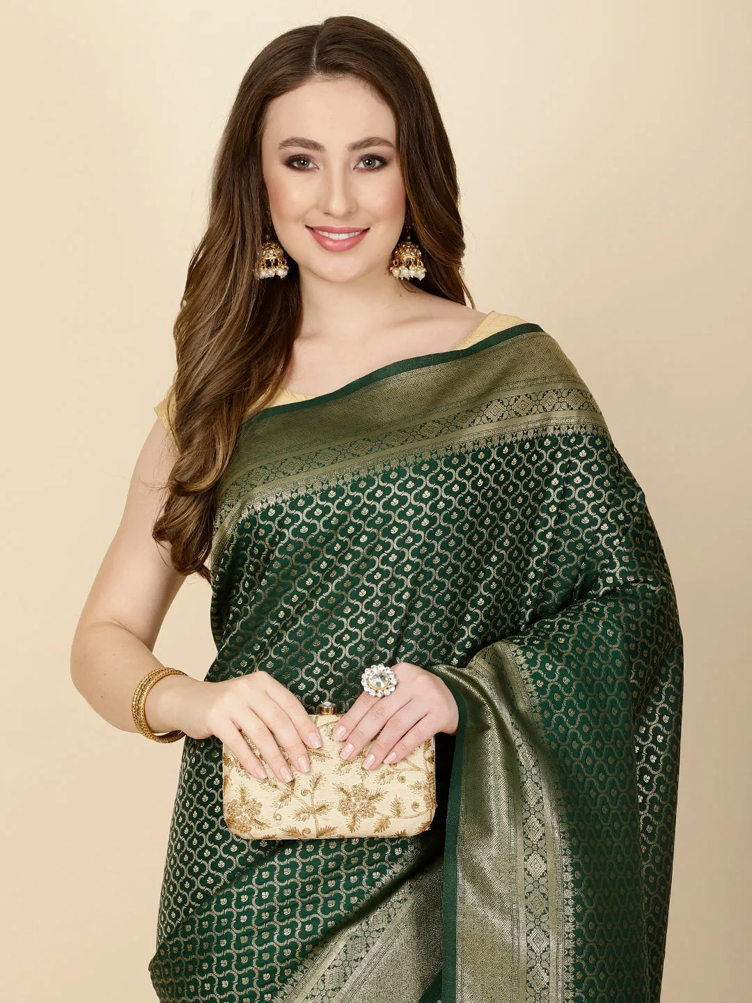 Brocade Zari Jaal Handloom Woven Saree