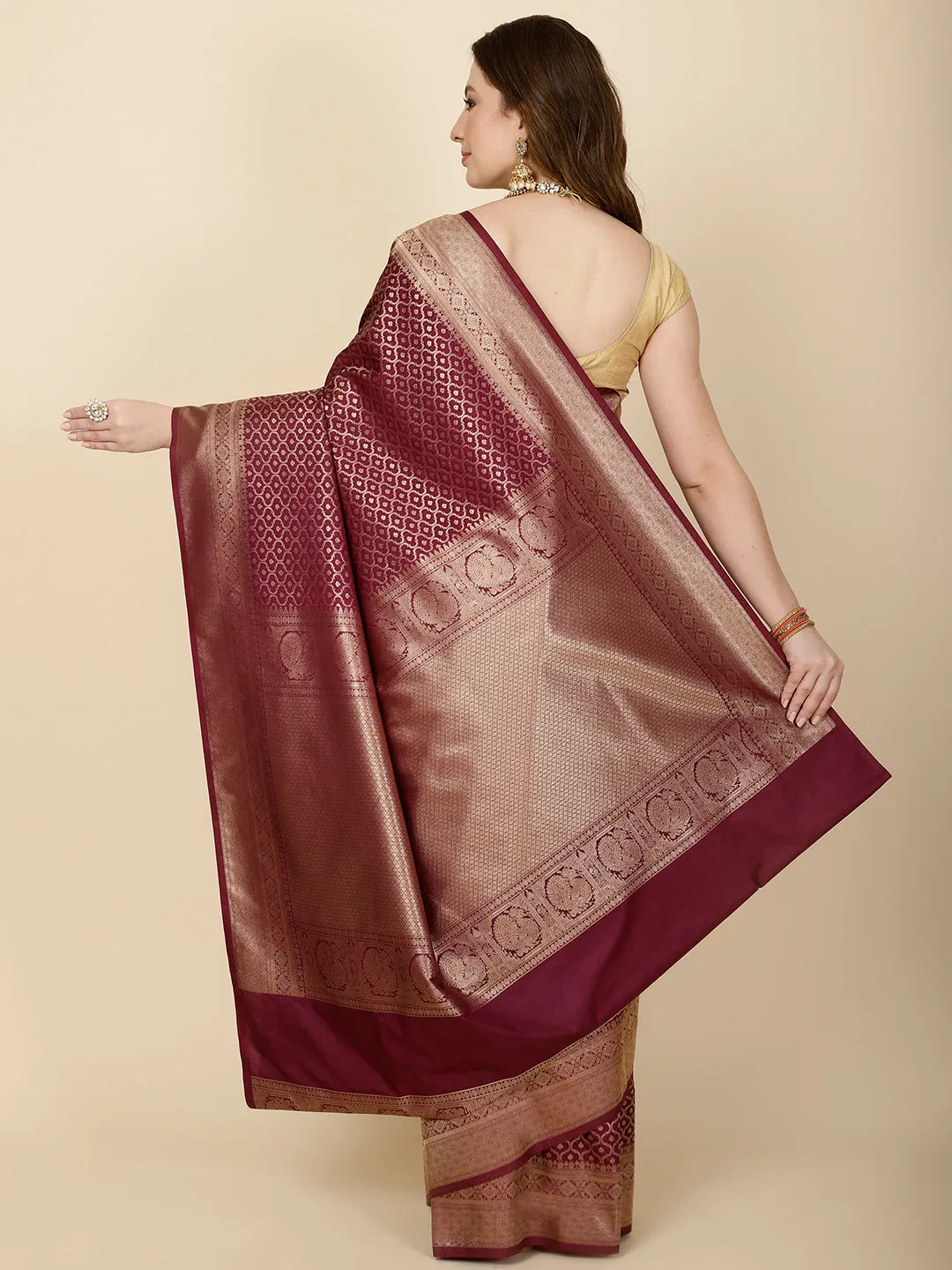 Brocade Zari Jaal Handloom Woven Saree