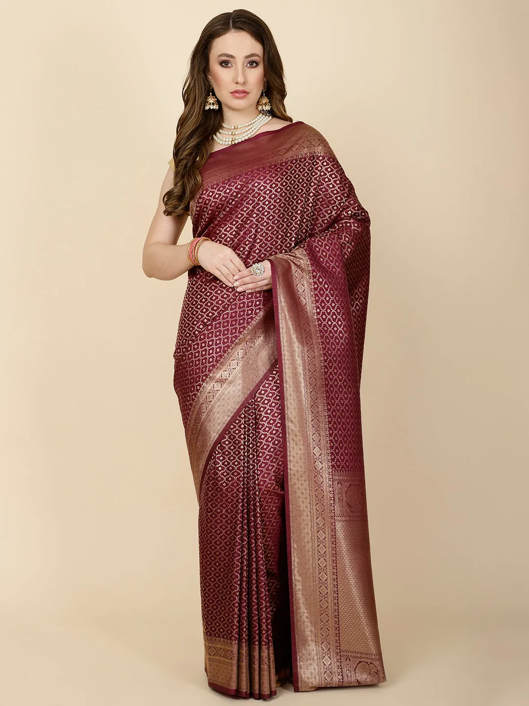 Brocade Zari Jaal Handloom Woven Saree