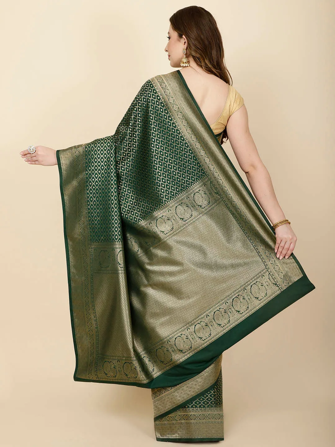 Brocade Zari Jaal Handloom Woven Saree