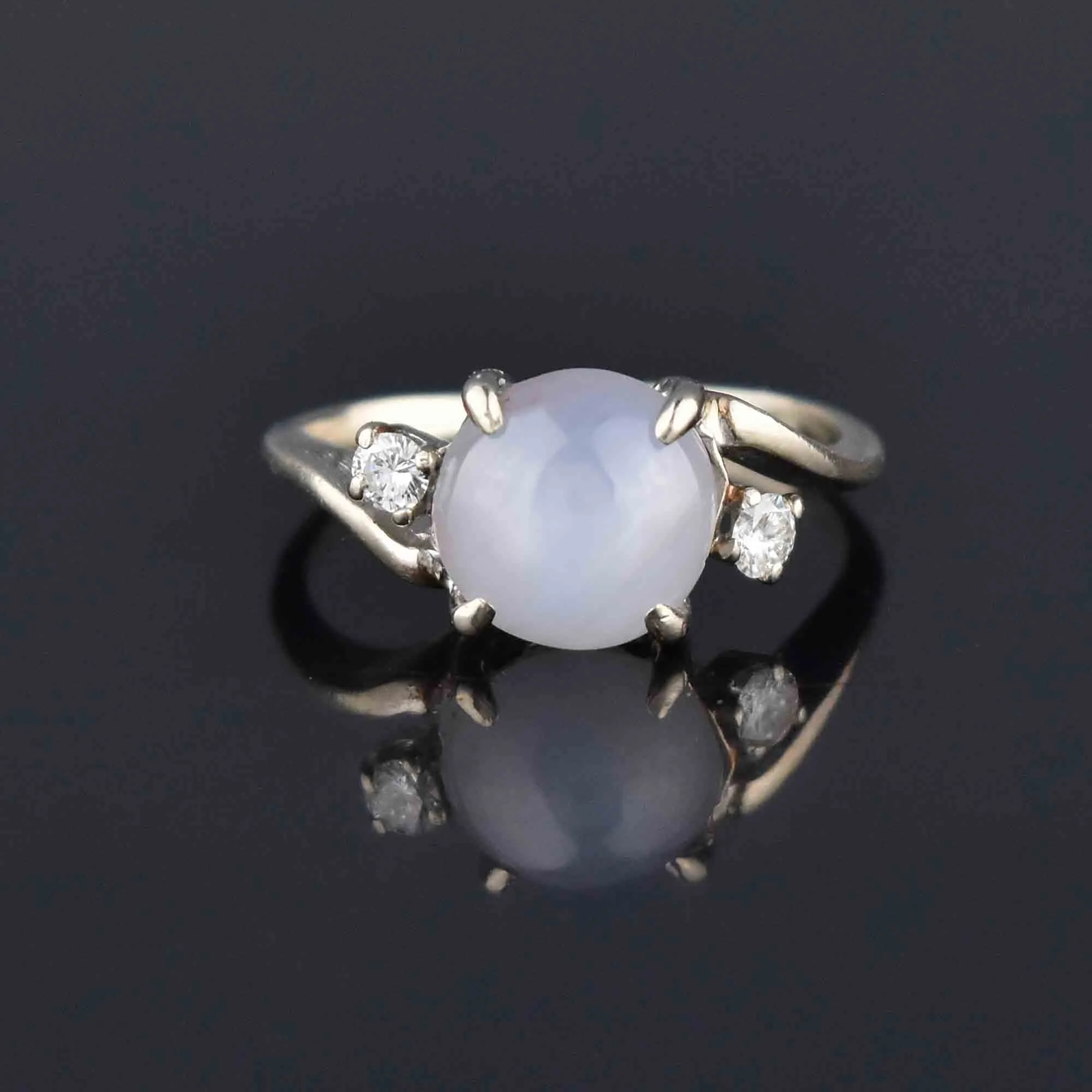 Bypass Diamond Star Sapphire Ring in 14K White Gold