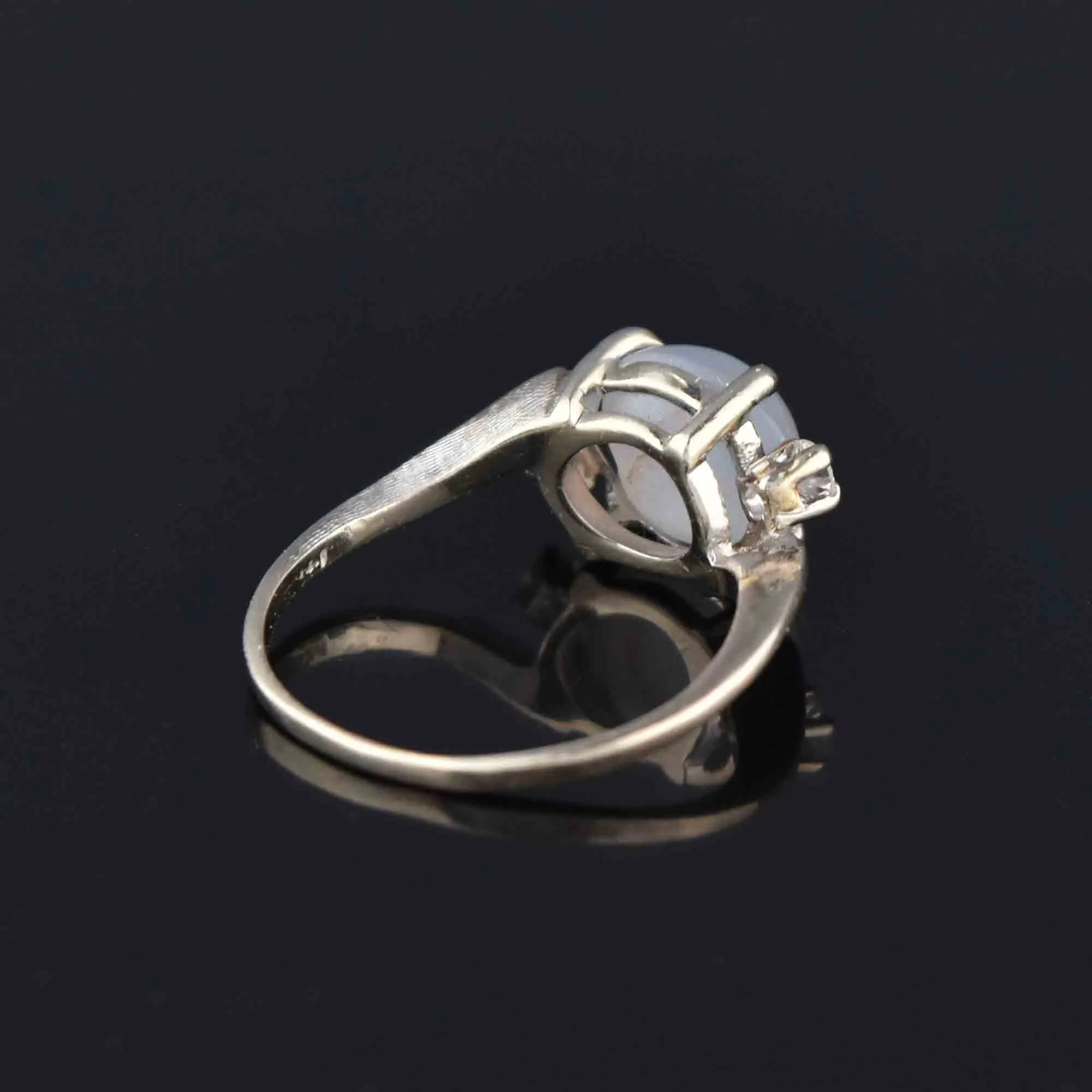 Bypass Diamond Star Sapphire Ring in 14K White Gold