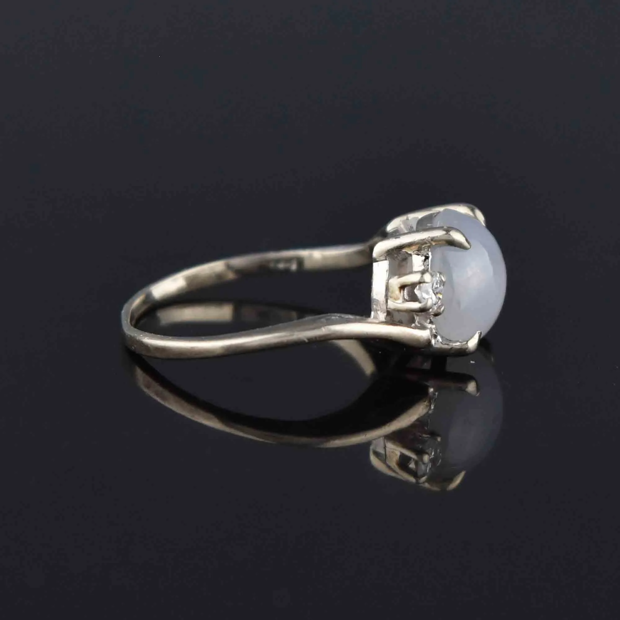 Bypass Diamond Star Sapphire Ring in 14K White Gold