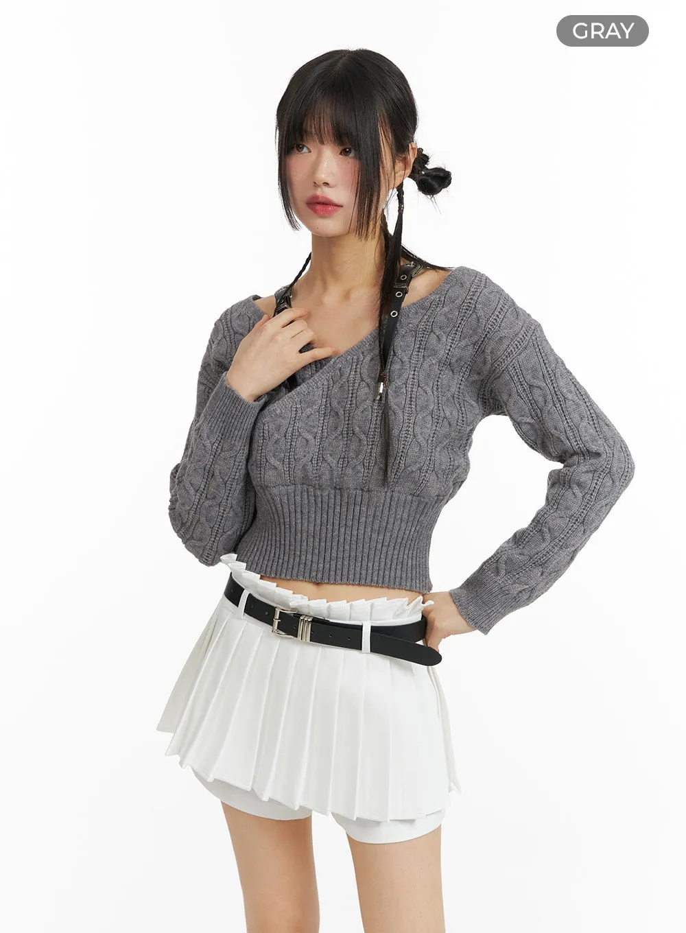 Cable Knit Buckle Sweater CF420