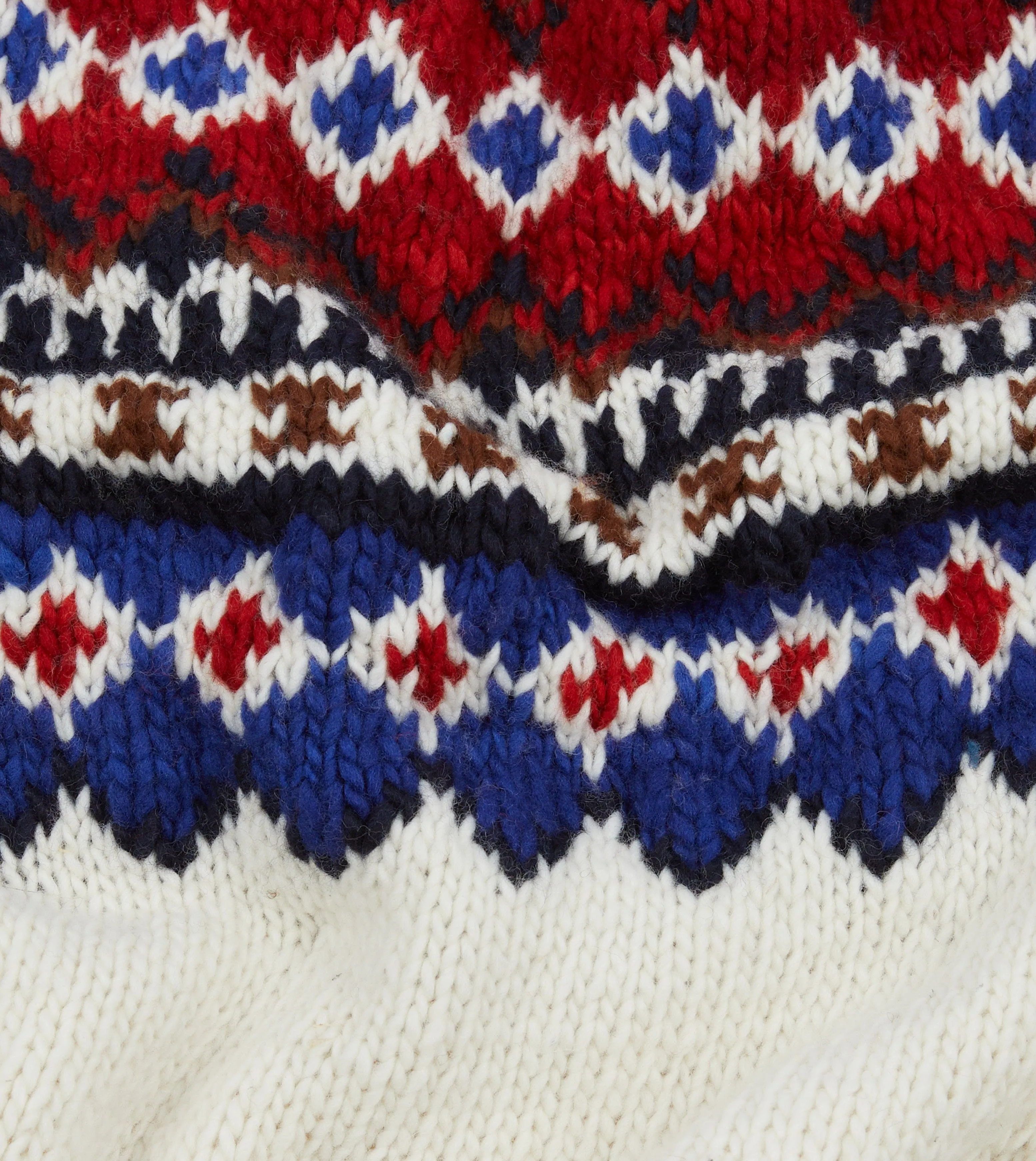 Chamula for Drake's Ecru and Red Fairisle Merino Jumper