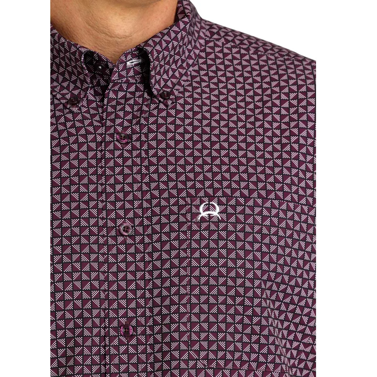 Cinch Men's ArenaFlex Diamond Geometric Print Short Sleeve Shirt - Purple