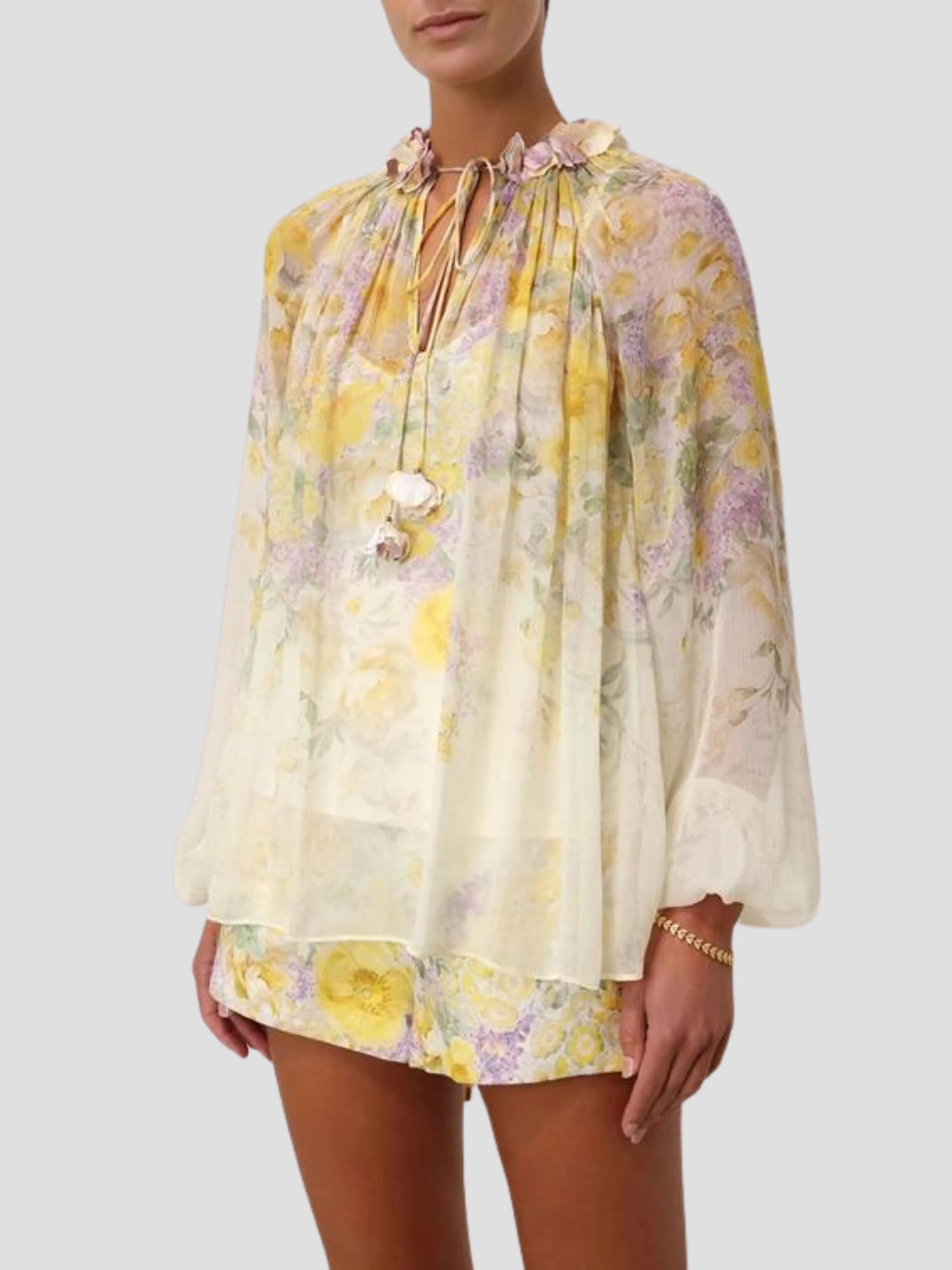 Citrus Garden Print Harmony Billow Blouse