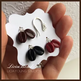 Coffee bean interchangeable sterling silver earrings