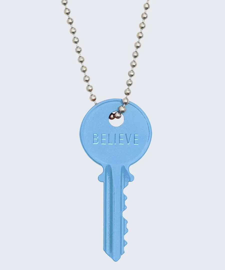 Color Classic Key Silver Ball Chain Necklace